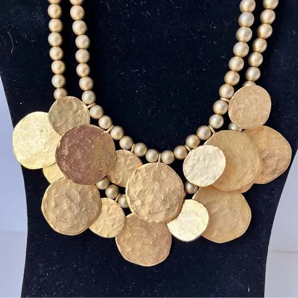 Vintage Kenneth Jay Lane Multi-Strand Coin Statement Necklace - Picture 8 of 10